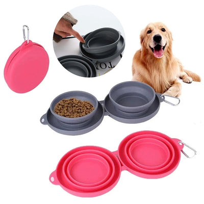 Foldable Double Feeding Bowl