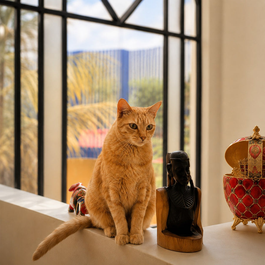 Murzik sitting on a windowsill