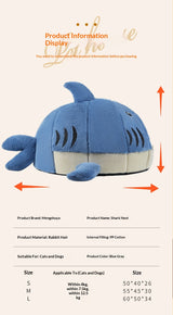 Shark Pet Bed size guide: S up to 4kg (50x40x26cm), M up to 7.5kg (55x45x30cm), L up to 12.5kg (60x50x34cm)