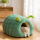 Caterpillar Pet Bed green with kitten