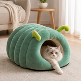 Caterpillar Pet Bed green with cat